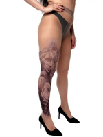 Колготки +size с принтом в виде девушки в маске (Размер: XL-XXL-XXXL) (Цвет: бежевый)