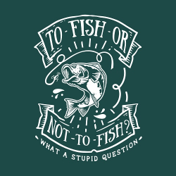 принт PewPewCat To fish or not to fish белый для темно-зеленой футболки