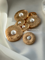 Пуговицы жемчужные с широкими полями золото