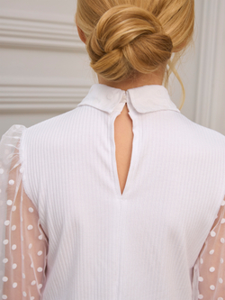 Блузка школьная для девочки с длинным рукавом белая