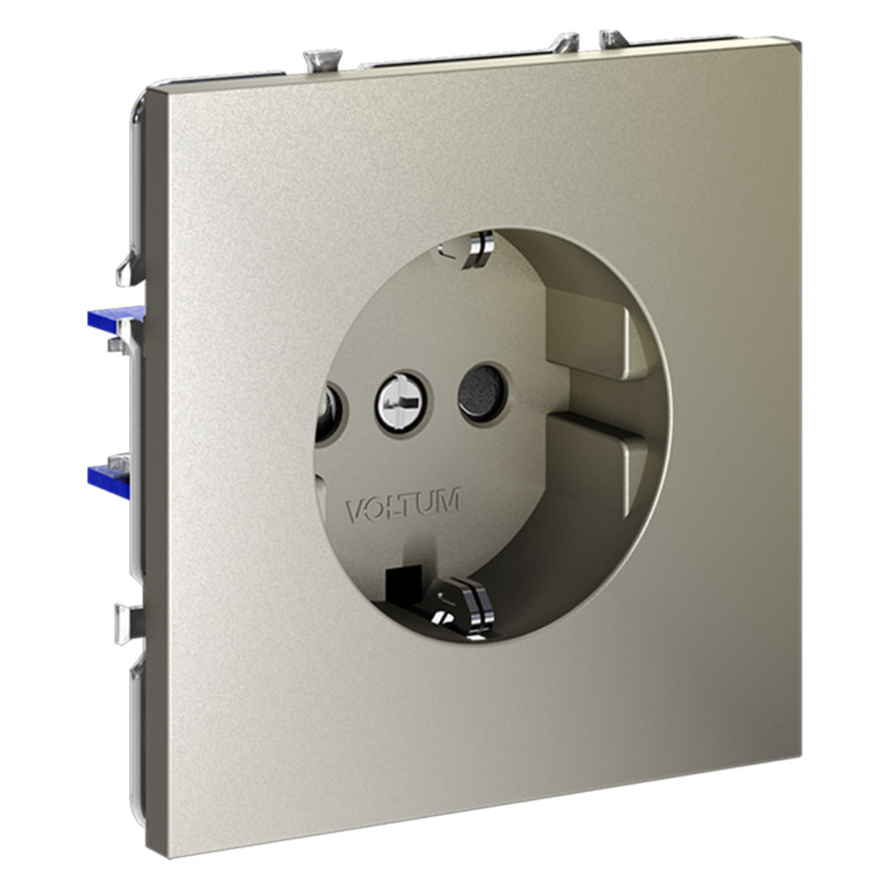 Розетка встраиваемая VOLTUM S70 с заземлением и защитными шторками, 16А, (шелк)