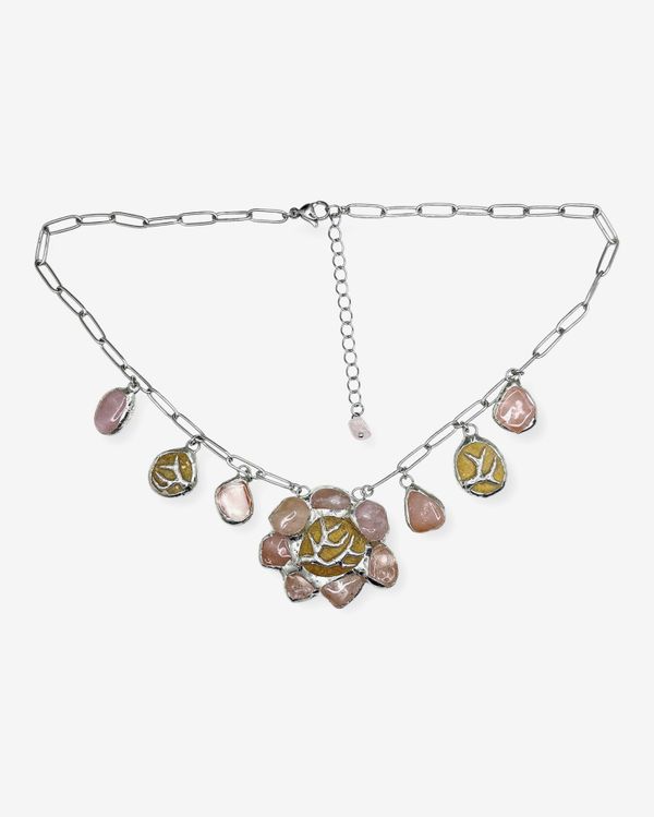 Чокер roots Rt-Ch-1 розовый кварц галька - фото 1