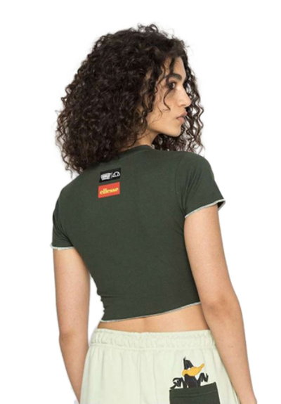 Женская теннисная футболка Ellesse Tweetest Crop T-Shirt - dark green