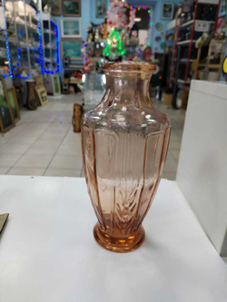 Ваза из марганцевого стекла. серия "Агитация" 1950-е г. с декором колоски.