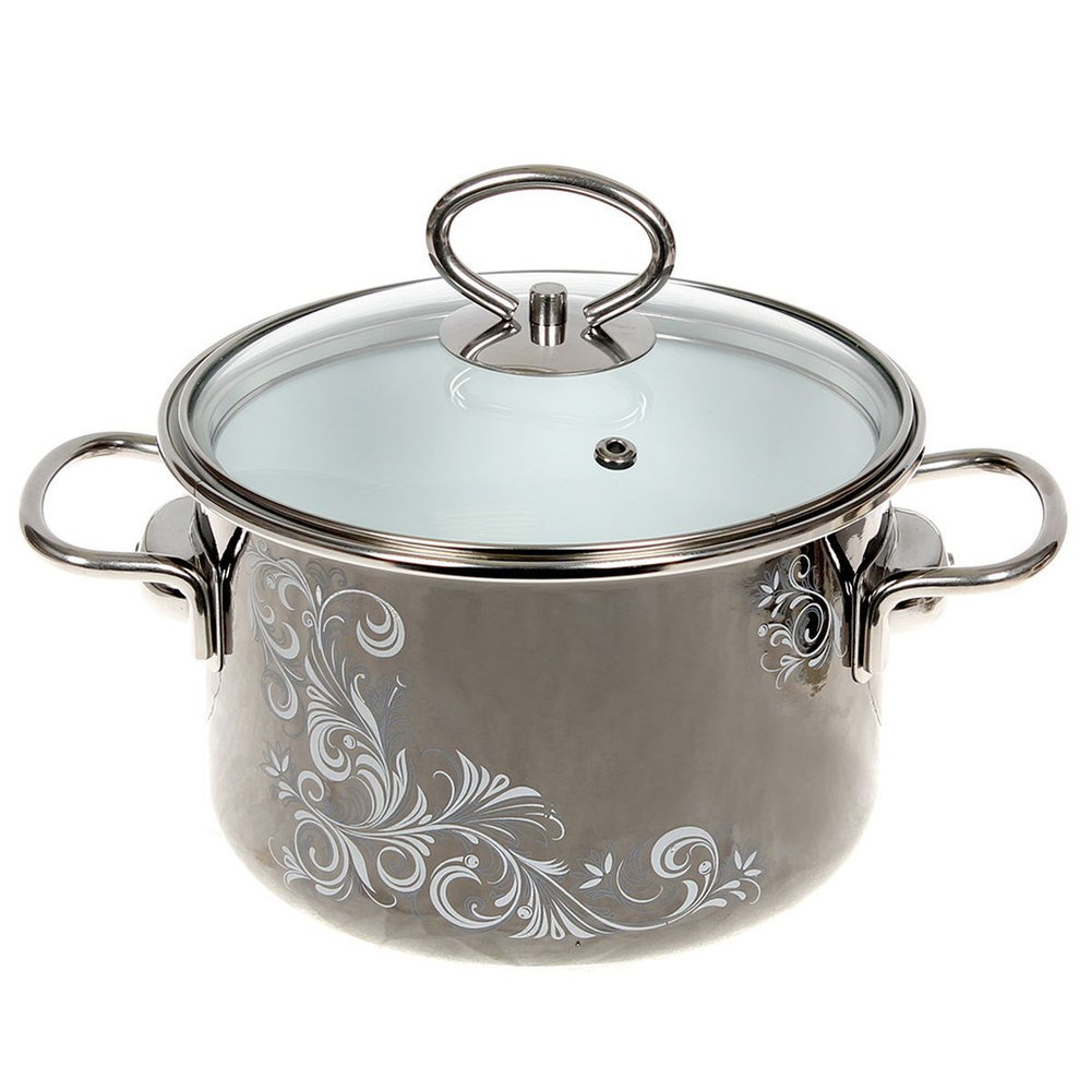 Кастрюля сталь, эмал, 2 л, с крыш, Vitross, Iseberg, 8SD165S, мокр асф, индукц