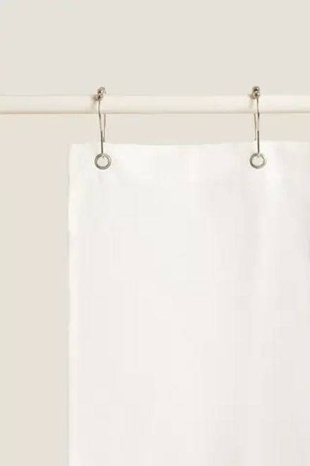 ZARA HOME ПОЛУПРОЗРАЧНАЯ ЛЬНЯНАЯ ЗАНАВЕСКА ДЛЯ ДУША, ЖЕЛТОВАТО-БЕЛЫЙ