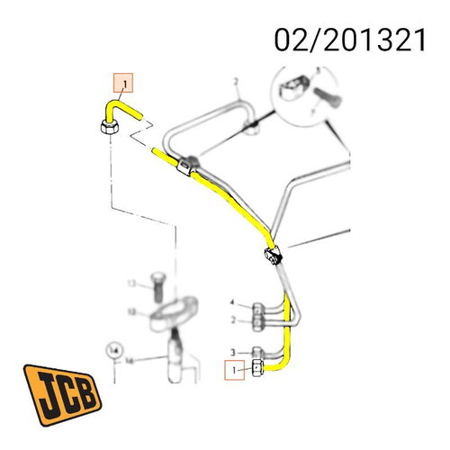 Трубка к форсунке №1 JCB 02/201321