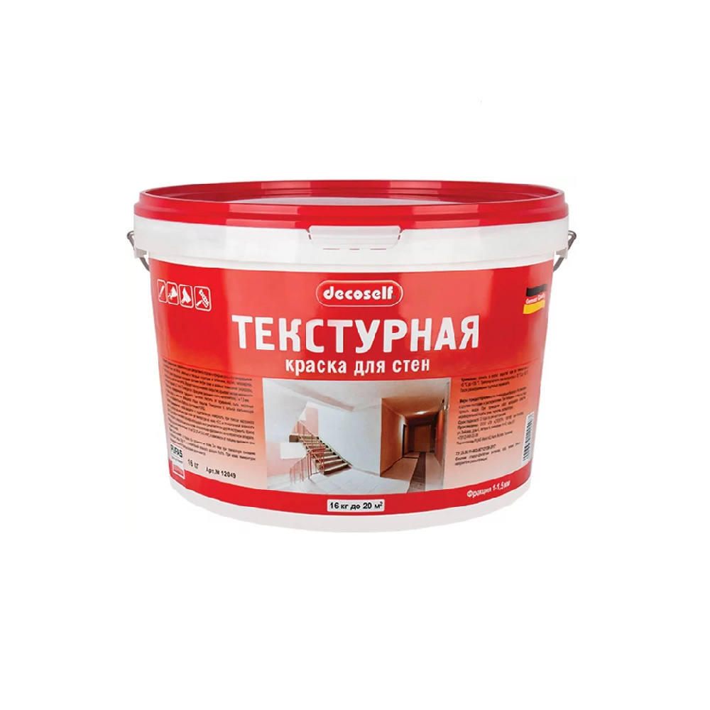 Decoself ПУФАС Краска текстурная для стен акриловая морозоустойчивая фракция 1-1,5мм 16кг