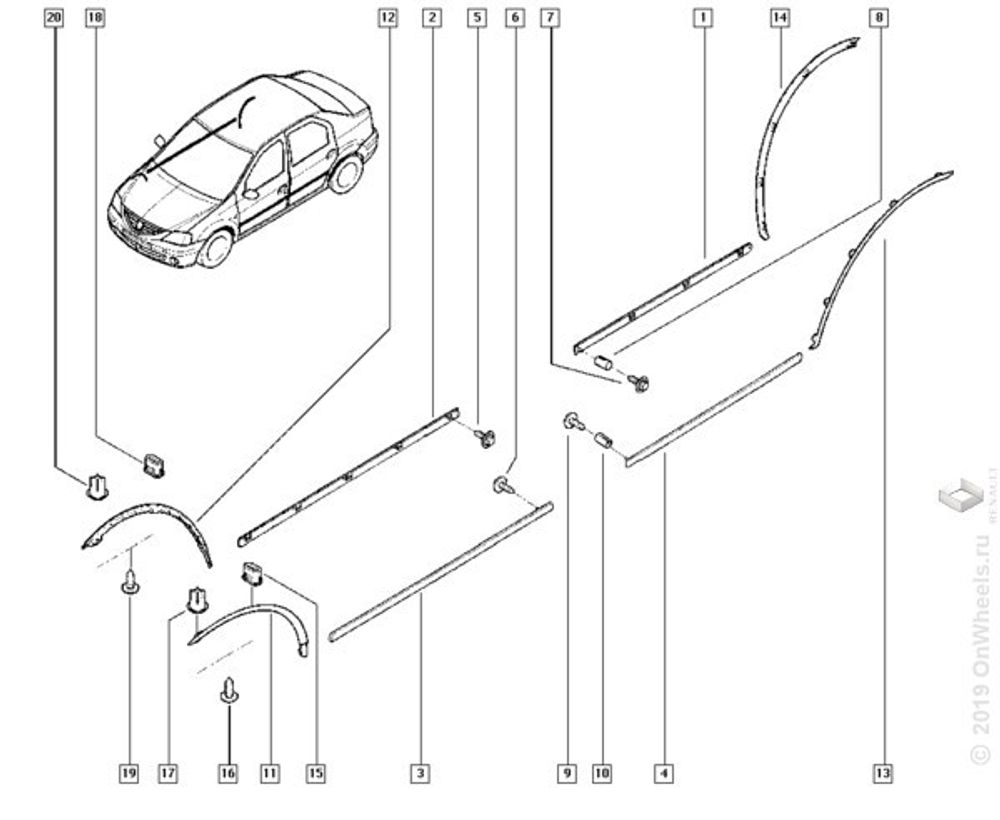 Молдинг дверей Renault Logan перед. (Renault)