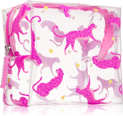 BrushArt Accessories Transparent cosmetic bag - Прозрачная косметичка Cheetah in love 15 x 14 x 9 cm, 1 szt.