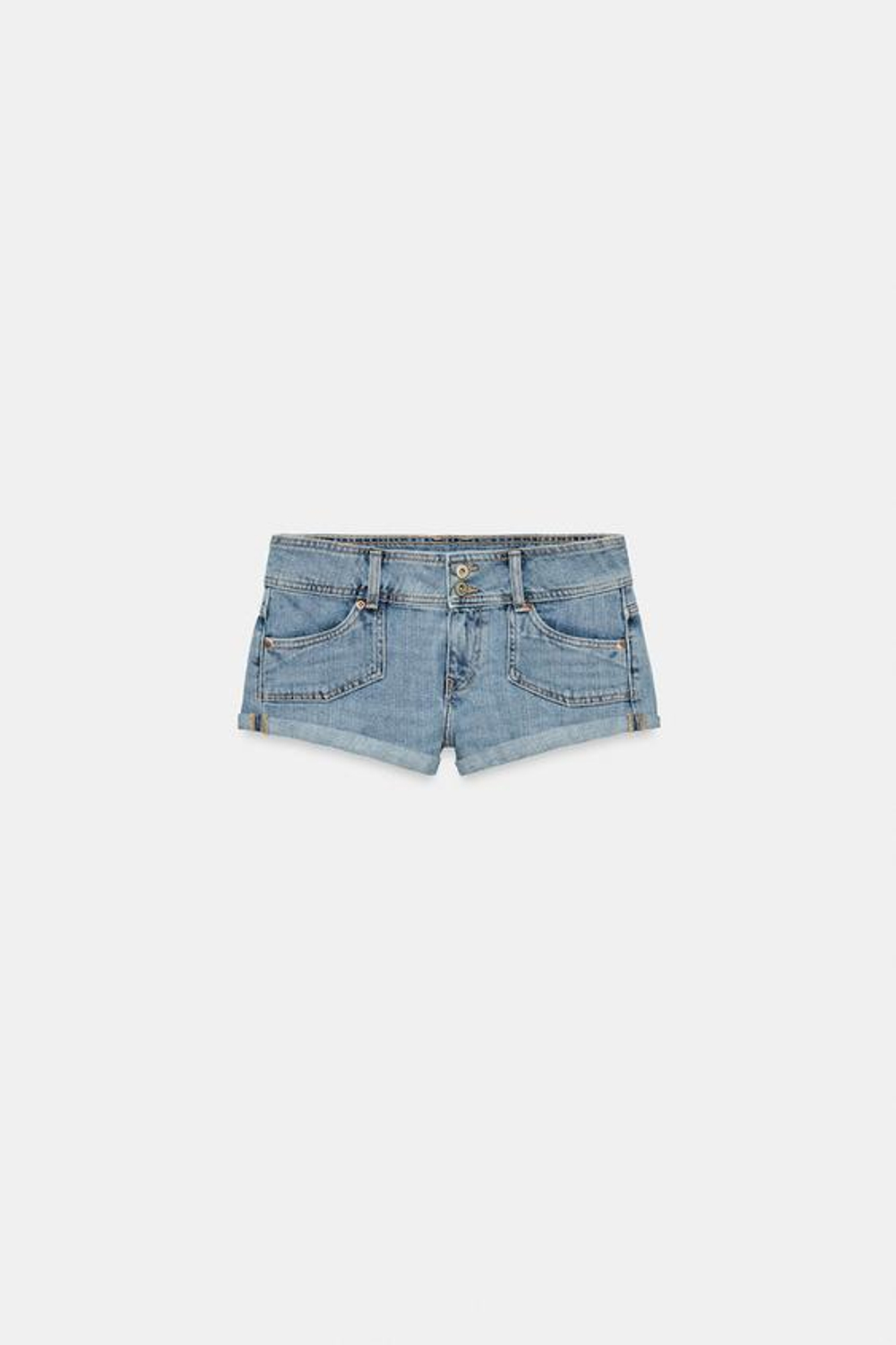 ZARA ДЖИНСОВЫЕ МИНИ-ШОРТЫ С КАРМАНАМИ, СИНИЙ