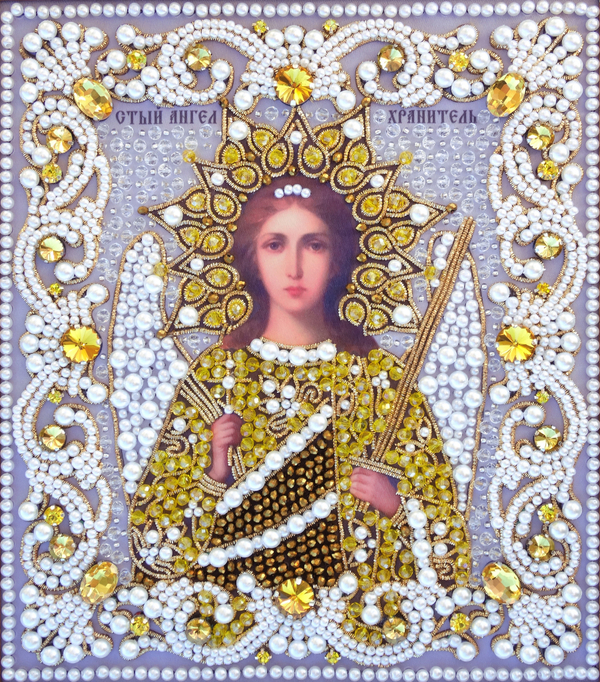 ЖС-8-ЗЖ Набор для вышивания хрустальными камнями Ангел Хранитель (желтый)