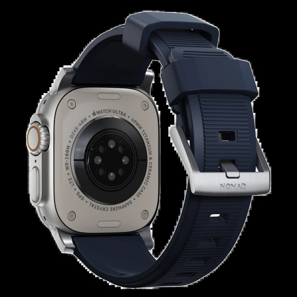 Ремешок Nomad Rugged Band для Apple Watch 42/44/45/49мм, Silver/Atlantic Blue (NM01296485)