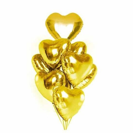 Фонтан из воздушных шаров "Золотые сердца" - 10 сердец