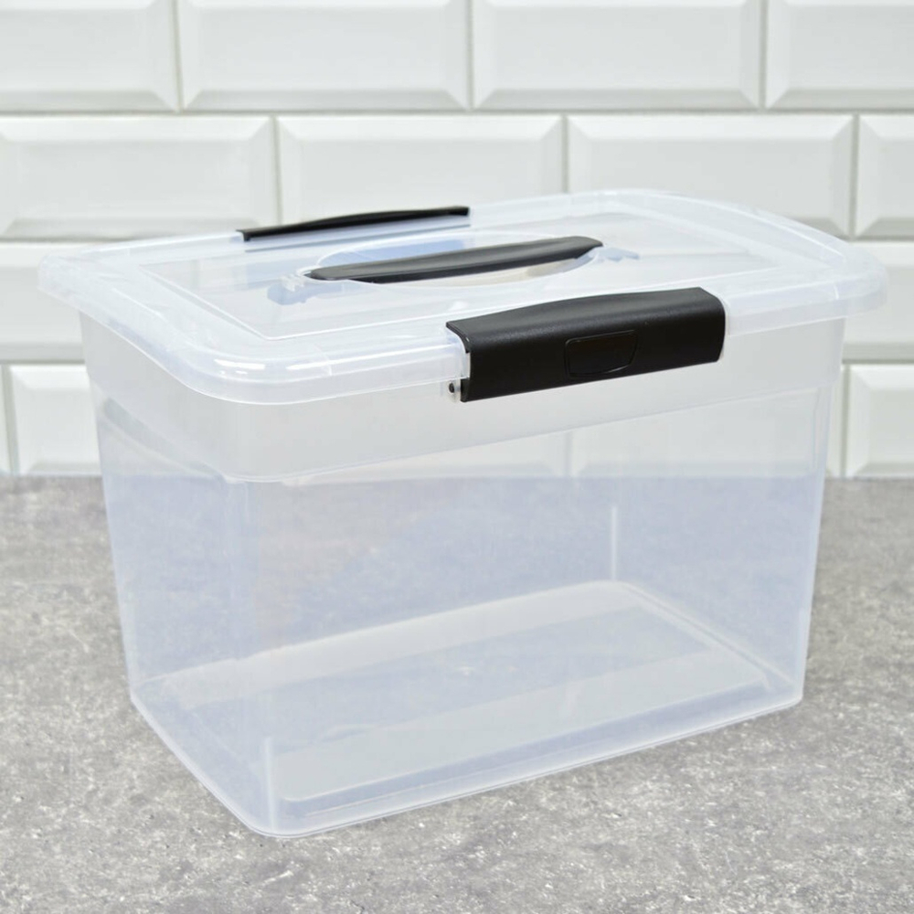 Ящик для хранения 11л с защелками и ручкой "Keeplex Vision" (прозрачный кристалл)