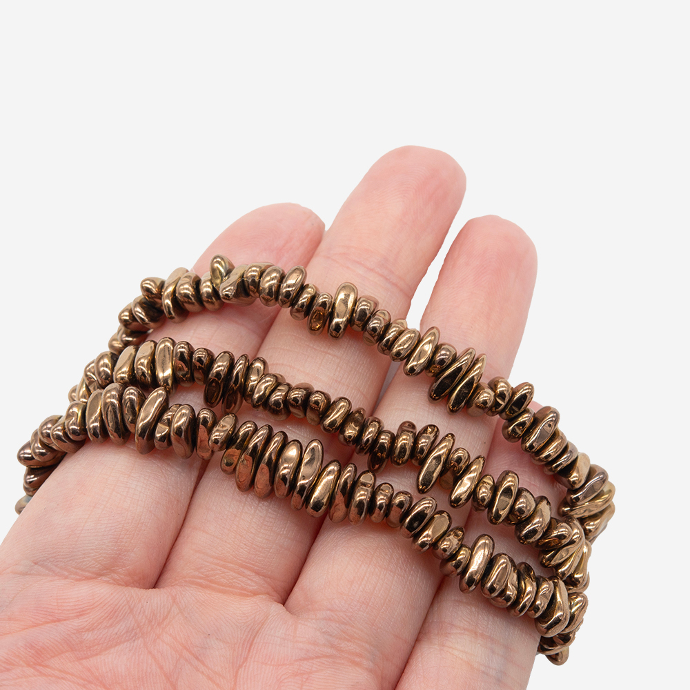 Гематин (гематит), оттенок "Бронза", тонкий фриформ 6-8*2,5мм