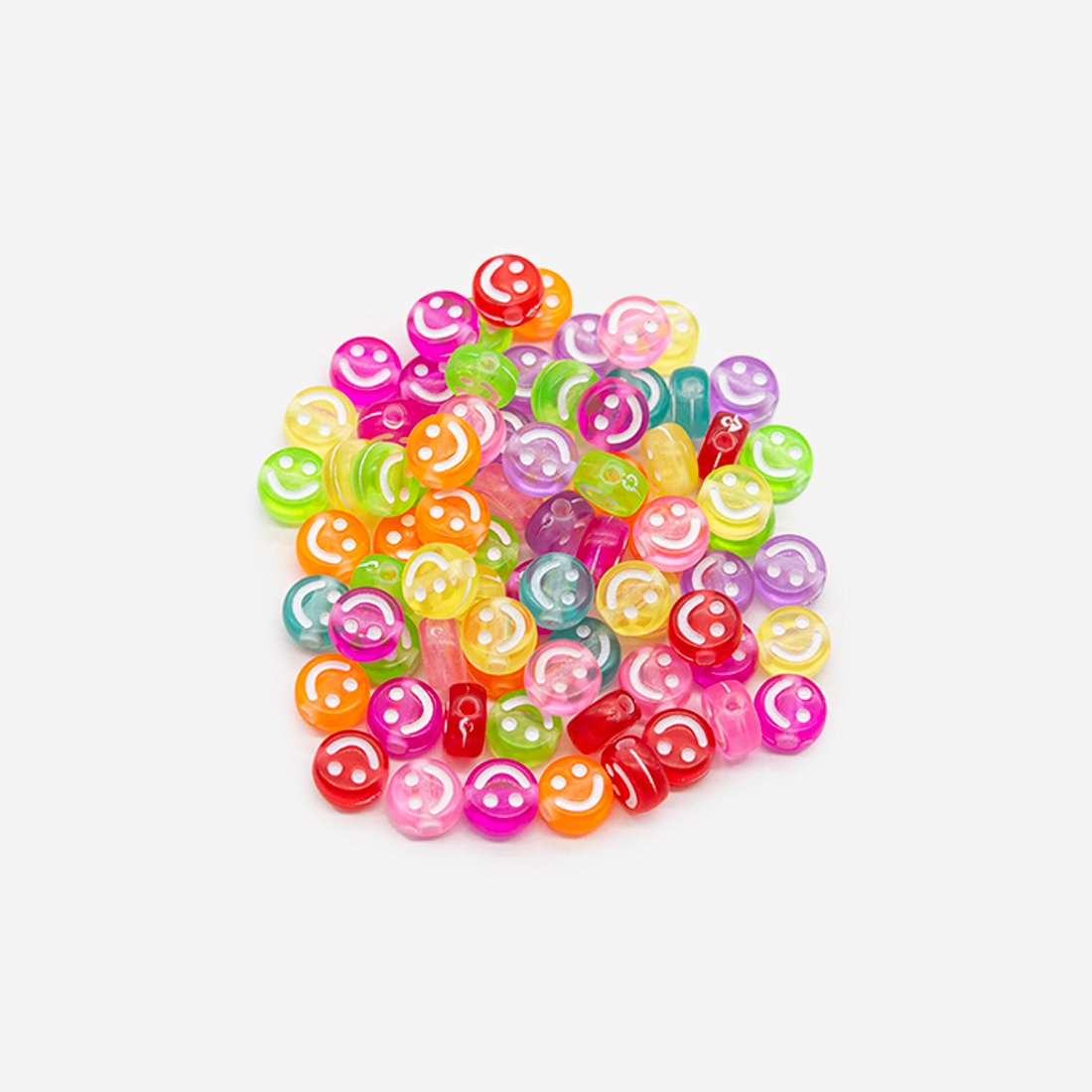 Бусины "Смайлик", 6,7мм, микс цветов, акрил