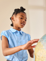 Блуза с коротким рукавом школьная для девочки Next 621-395, Голубой