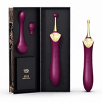 Фиолетовый клиторальный вибростимулятор 21,9см с насадками Zalo Bess Clitoral Massager Velvet Purple