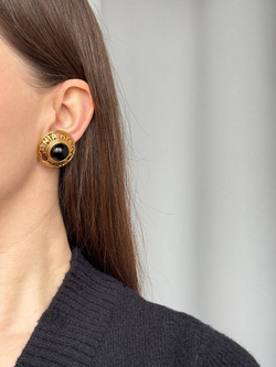 Клипсы с чёрными кабошонами Sonia Rykiel