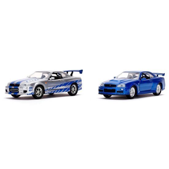 Набор машинок Форсаж 1:32 модели Nissan Skyline GTR R34-Silver/ Nissan Skyline GTR R34-Blue
