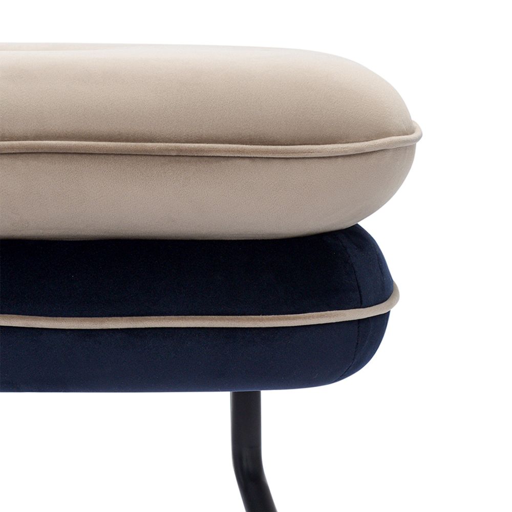 Пуф Pea, велюр, бежевый/темно-синий