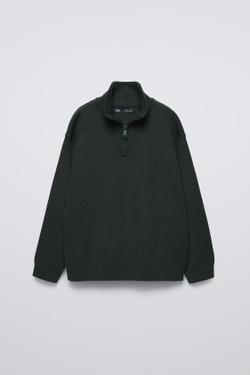 ZARA СВИТЕР С ЗАСТЕЖКОЙ-МОЛНИЕЙ, ЗЕЛЕНЫЙ