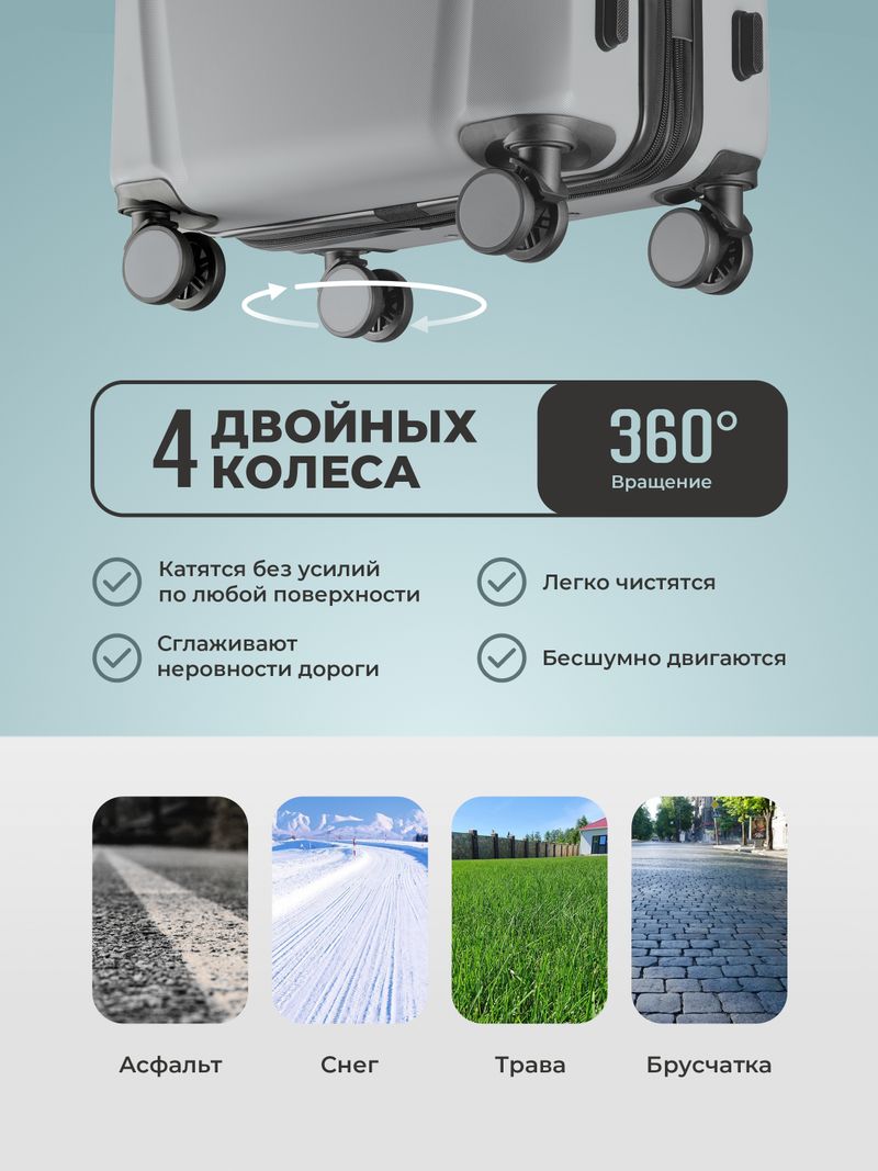 Чемодан S с кейсом в комплекте Серебристый