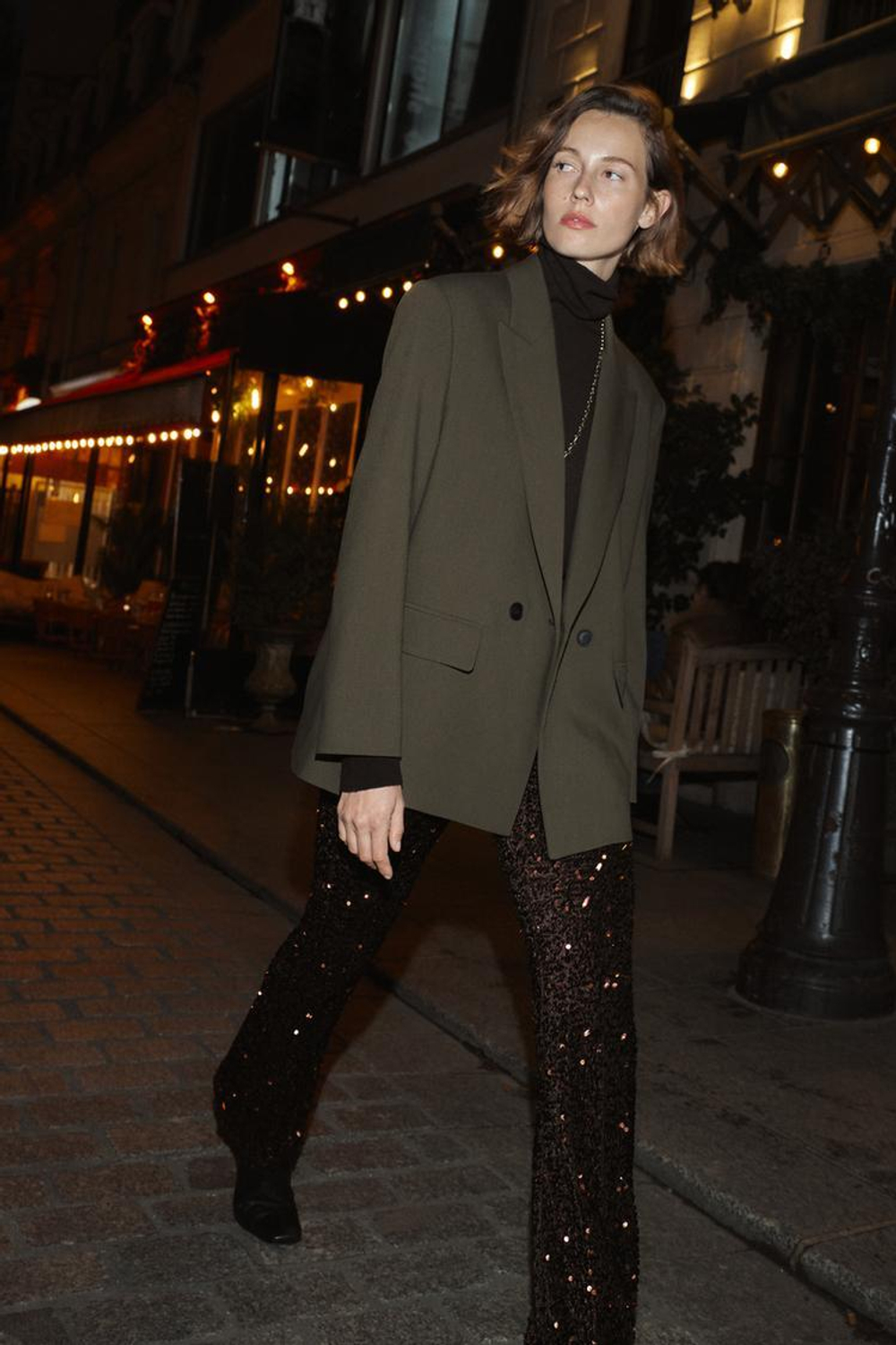 ZARA ДВУБОРТНЫЙ БЛЕЙЗЕР ОВЕРСАЙЗ, ХАКИ