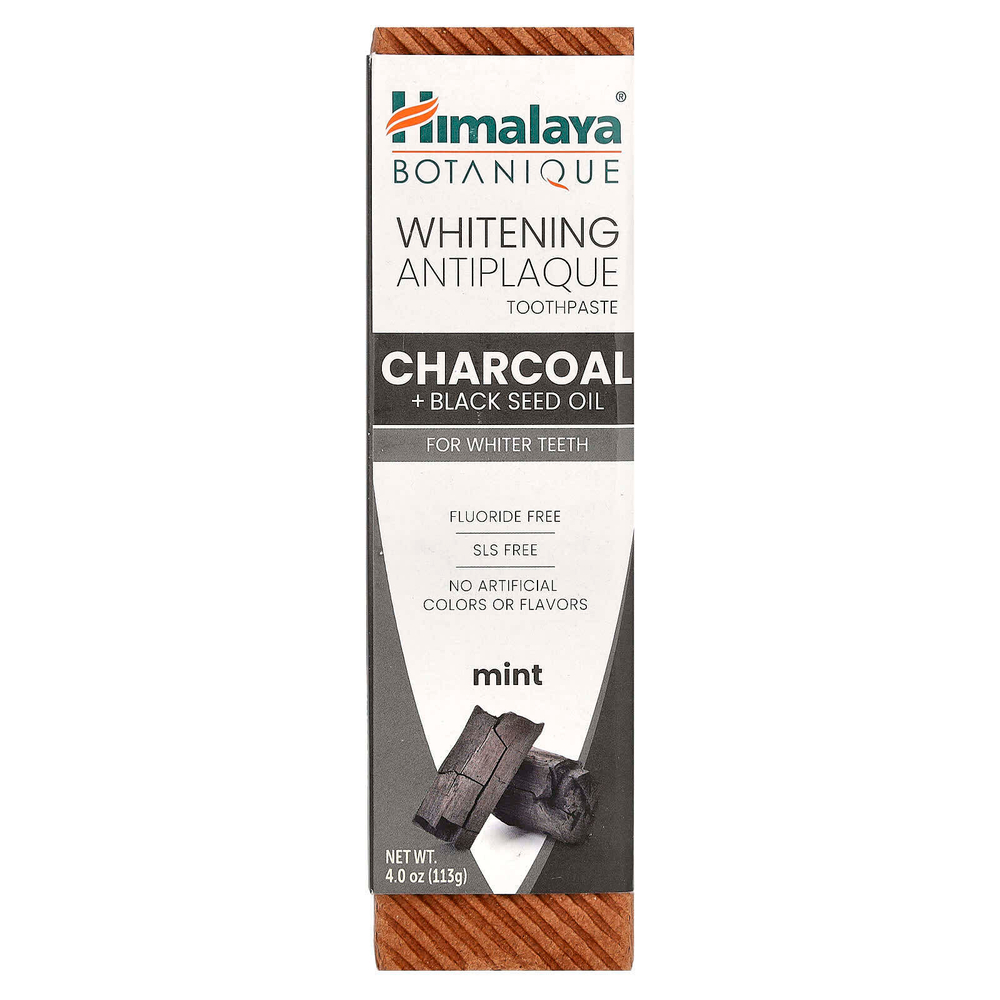 Himalaya, Отбеливающая зубная паста против зубного налета, древесный уголь и масло черного тмина, мята, 113 г (4,0 унции)