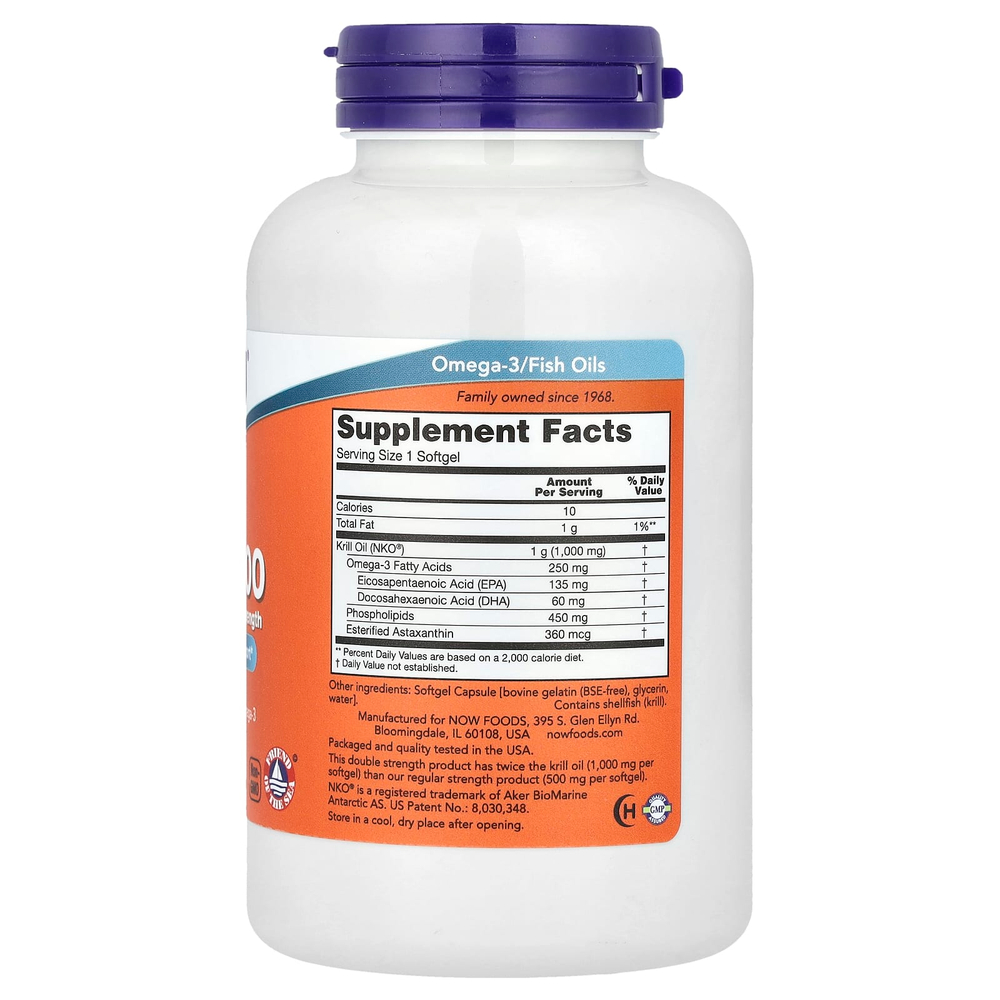 NOW Foods, Криль 1000, 120 капсул