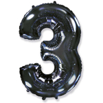 Шар фольгированный Цифра 3 101 см (Черный)