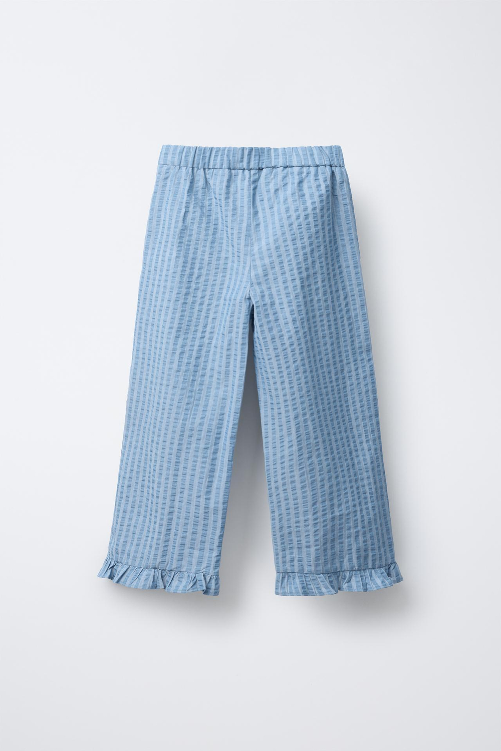 ZARA БРЮКИ В КРЕПИРОВАННУЮ ПОЛОСКУ ПРЯМОГО КРОЯ, СИНИЙ