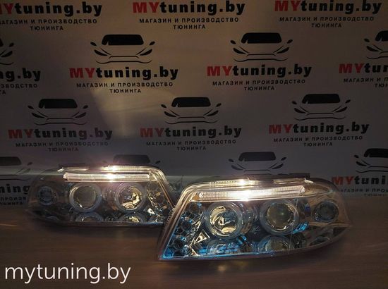 Передние фары angel eyes chrome для VW Passat B5 GP