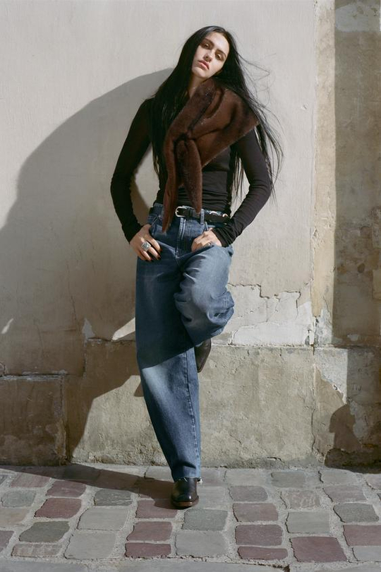 ZARA ДЖИНСЫ BARREL TRF С ВЫСОКОЙ ПОСАДКОЙ, МОРСКОЙ СИНИЙ