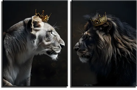 Модульная картина "Лев и львица"