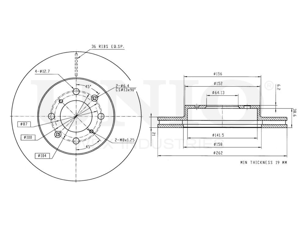 Диск тормозной передний UNIO BRD-20228