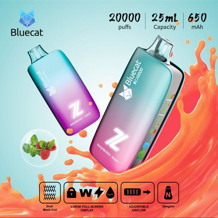 Bluecat BC20000 Малина мята 20000 затяжек 20мг Hard (2% Hard)