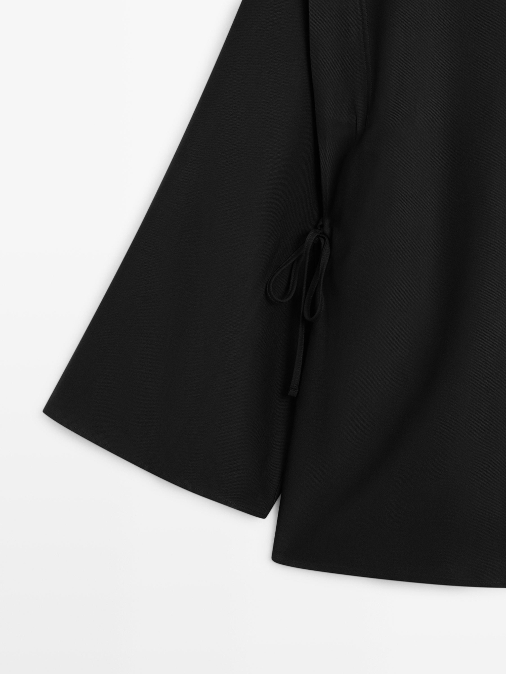 Massimo Dutti Рубашка с воротником-стойкой и завязками, черный