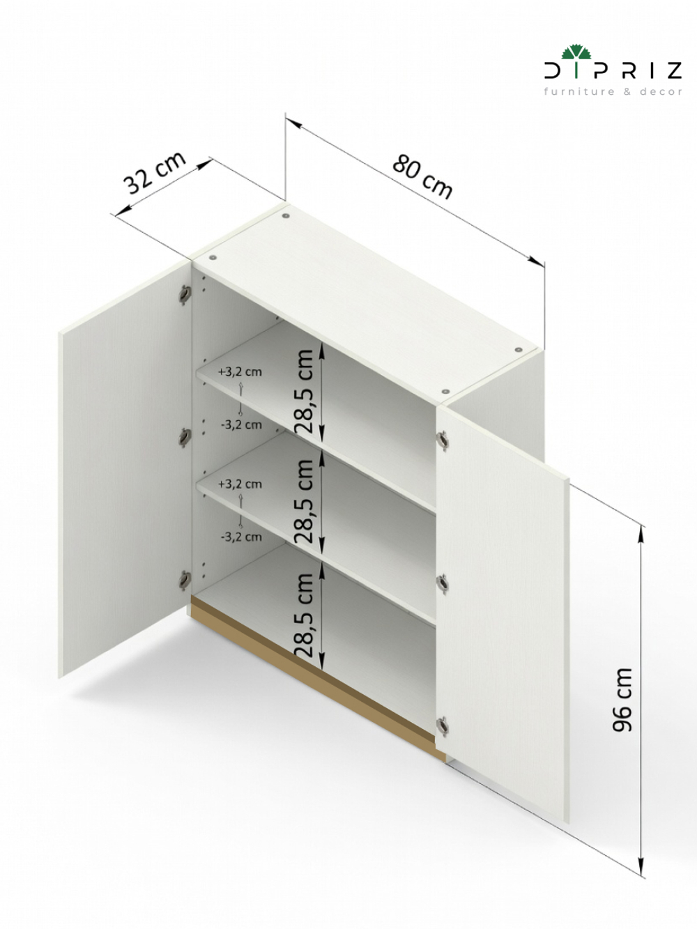 Кухонный модуль 80х32х96, Виола, навесной ЛДСП белый