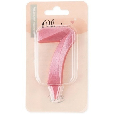 Свеча Цифра, 7 Грани, Розовый, 7 см