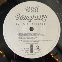 Винтажная виниловая пластинка LP Bad Company Run With The Pack (Japan 1976) (Obi) Do Right By Your Woman