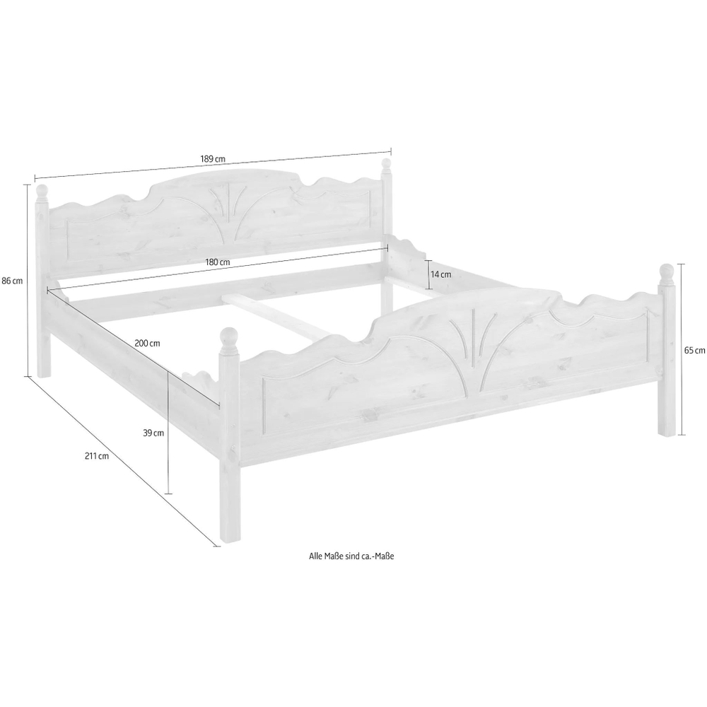Двуспальная кровать 180х200 Мелоди из массива сосны с изголовьем, прочная конструкция на ножках, для спальни и дома в классическом стиле, без ящиков, Беларусь
