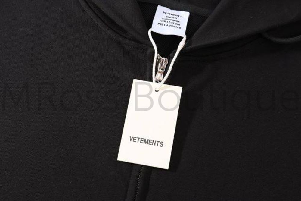 Женская толстовка Vetements черного цвета на молнии