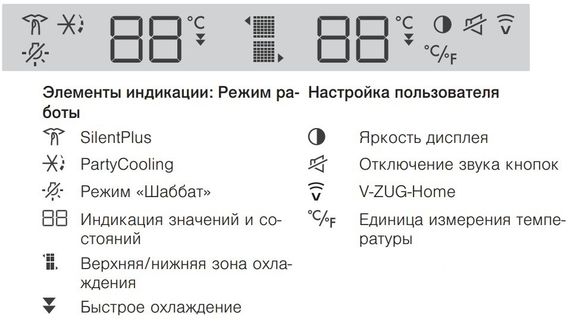 Встраиваемый винный шкаф V-ZUG WineCooler V4000 90 WC4T-51102 L платина
