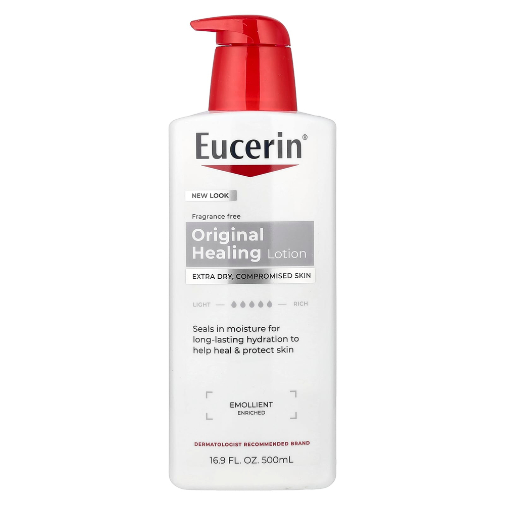 Eucerin, оригинальный заживляющий лосьон, для очень сухой и поврежденной кожи, без отдушек, 500 мл (16,9 жидк. унции)