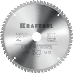 KRAFTOOL Multi Material, 235 х 30 мм, 64Т, пильный диск по алюминию (36953-235-30)