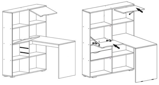 Стол ЛАВОРО /1100*1500*1103/ левый дуб бунратти / вулканический серый