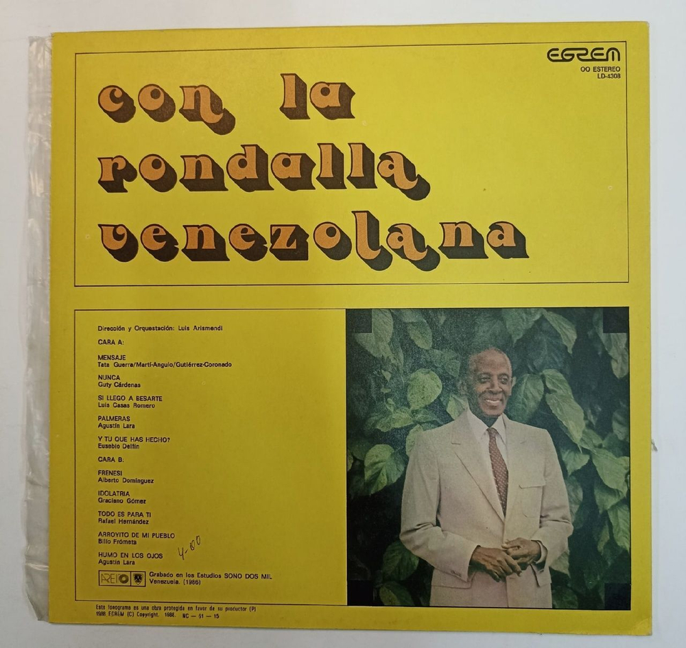 Винтажная виниловая пластинка Barbarito Diez Barbarito Diez con la Rondalla Venezolana (Cuba 1986)