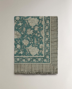 Zara Home плед из хлопка, бирюзовый, в полоску, 140x190 см